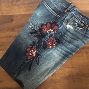 A&F Embroidered Annie High Rise Girlfriend Jeans
